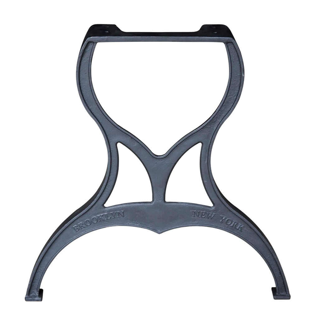 Matt black cast iron dining table legs, U-shaped top frame with pedestal base