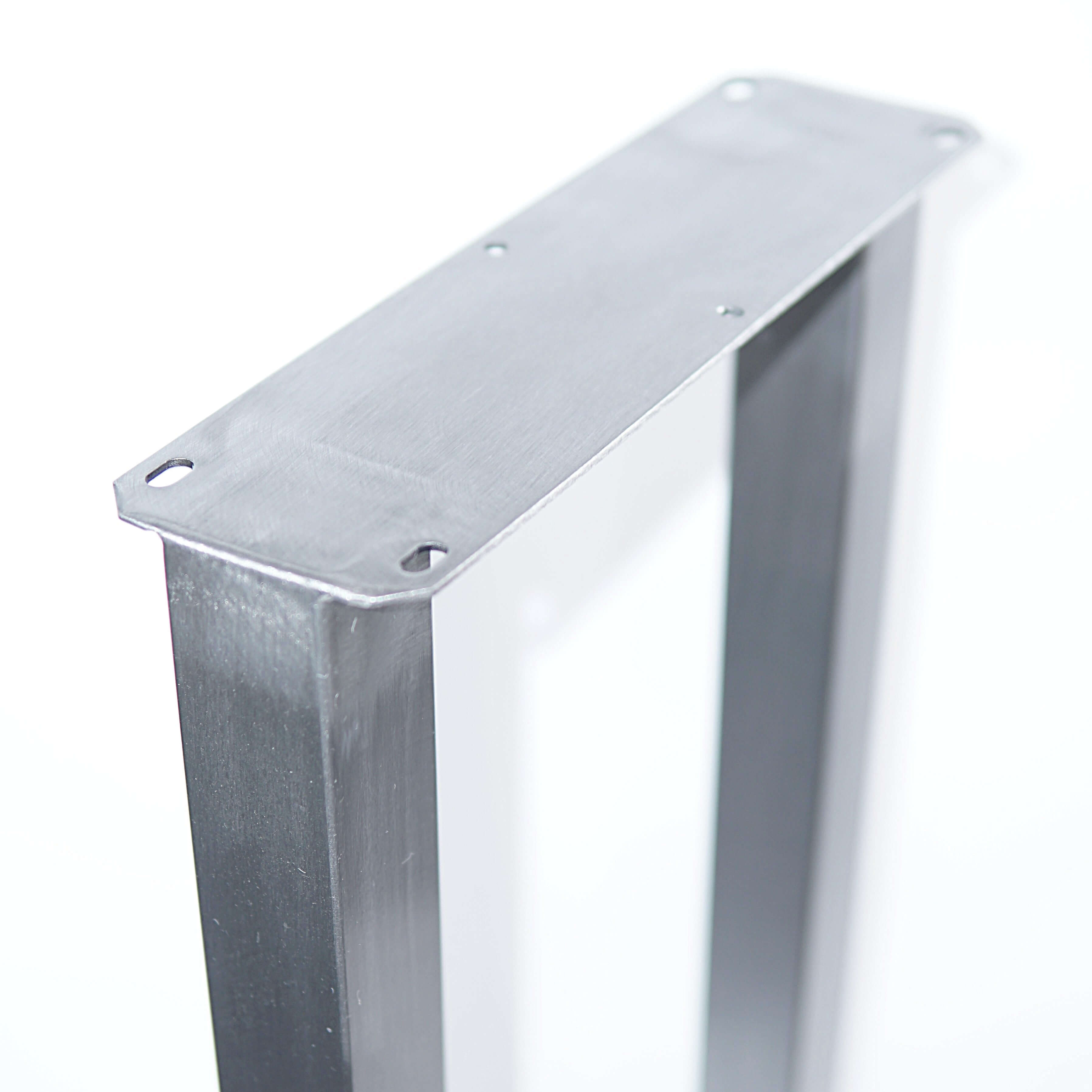 Bar height table U-leg metal plate end with mounting holes, silver finish