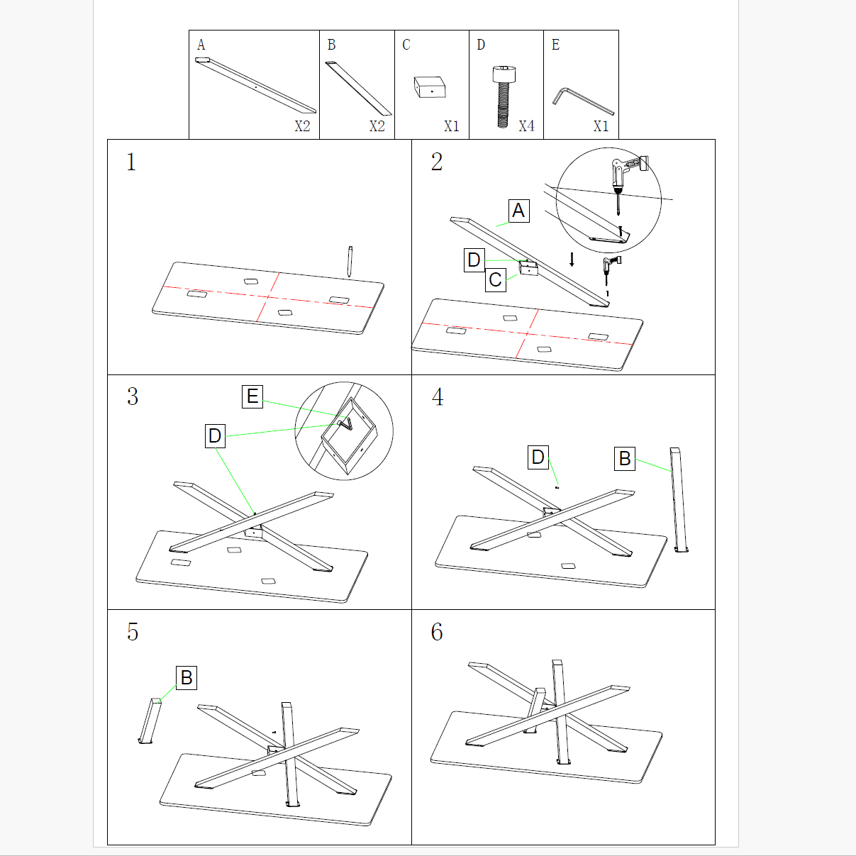 SS1720 Coffee Table Legs, Straw Bundle Shaped, 1 Set