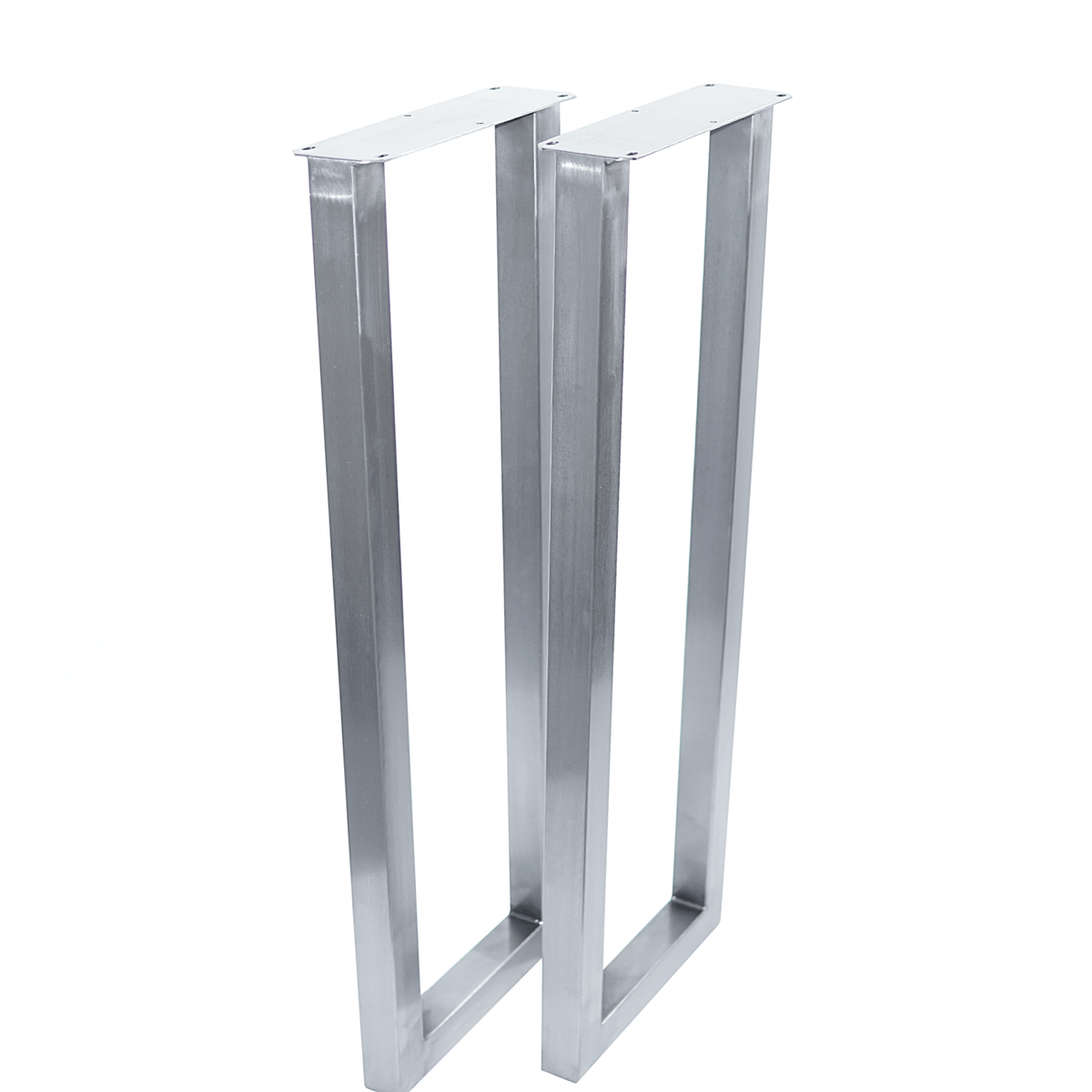Set of bar height U-leg frames, silver metal with flat base feet