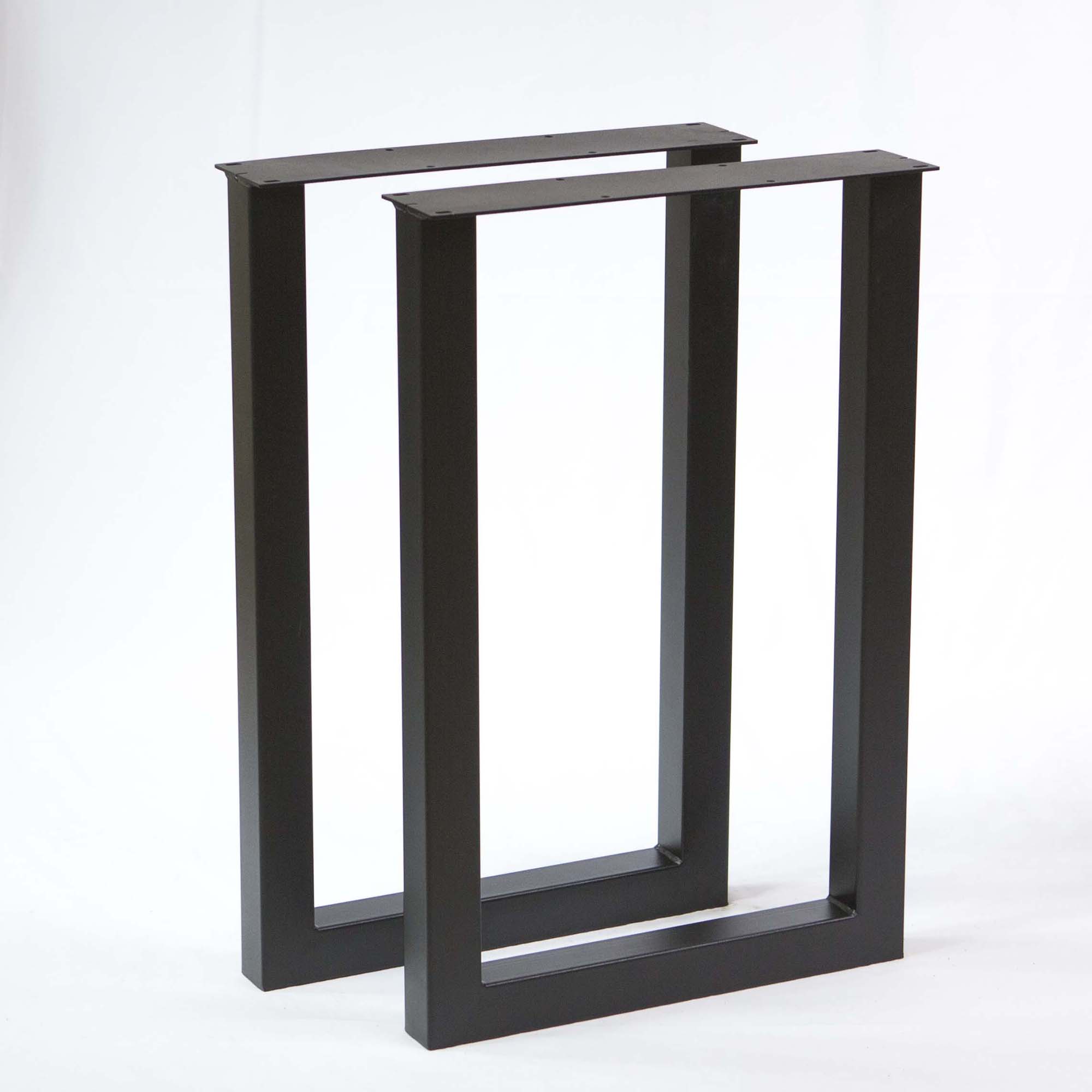 Writing desk U-leg table base, dark metal, open rectangular frame