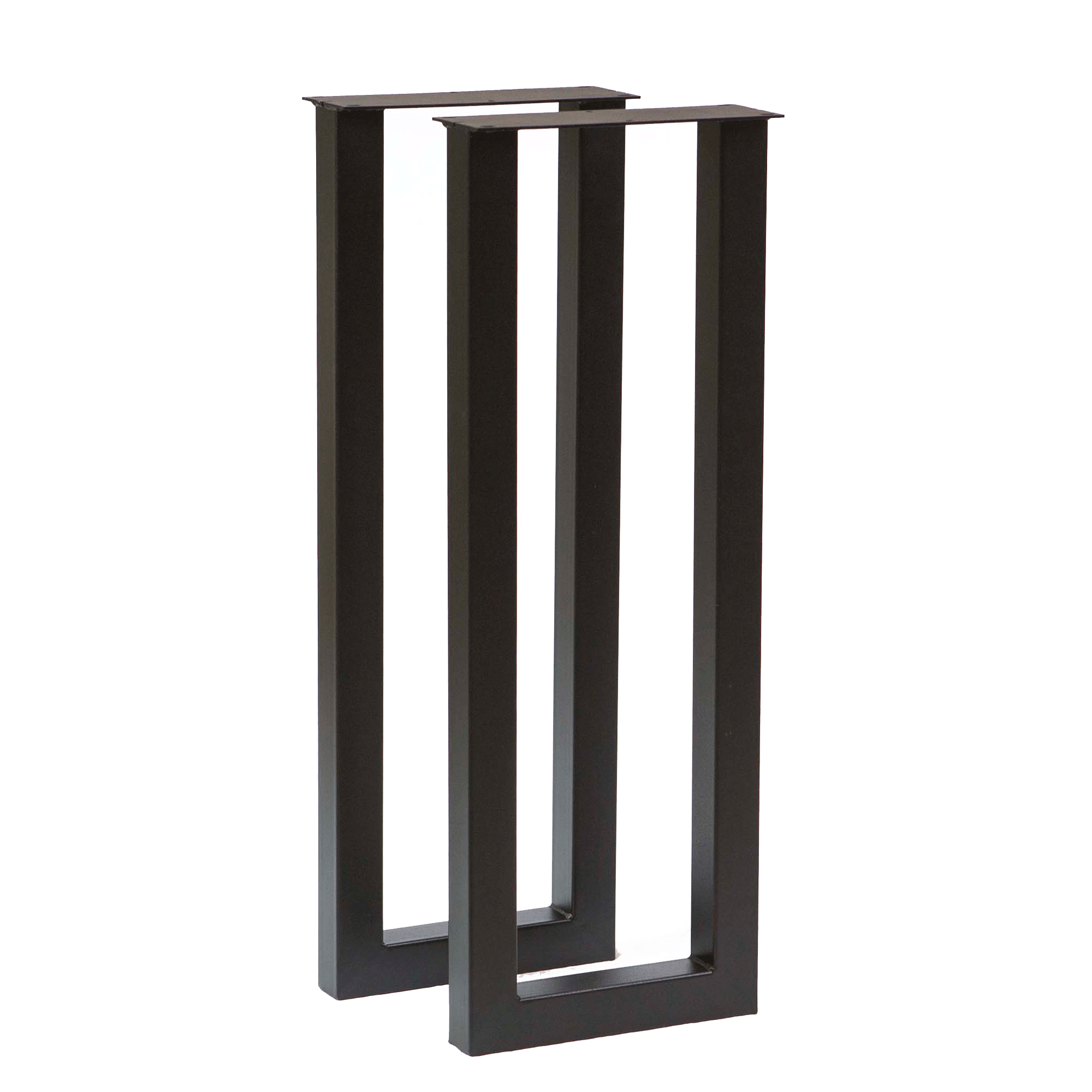Counter-height table U-legs pair, matte black with open center rectangular design