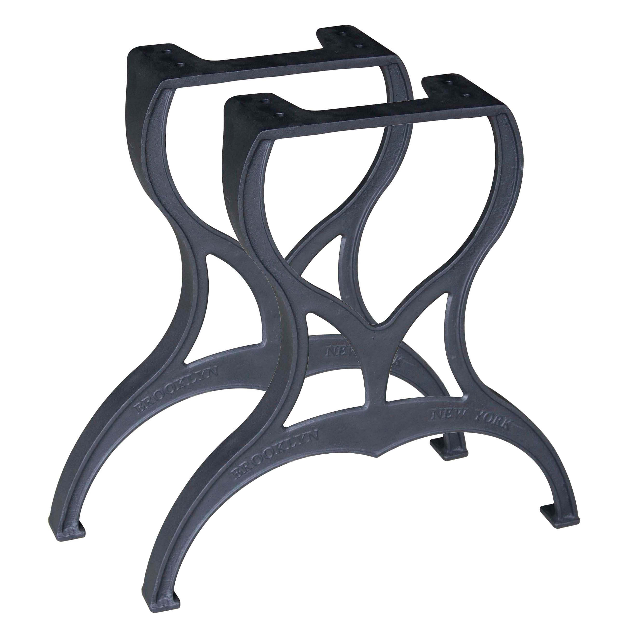 Matt black cast iron dining table legs, openwork X-frame pedestal base
