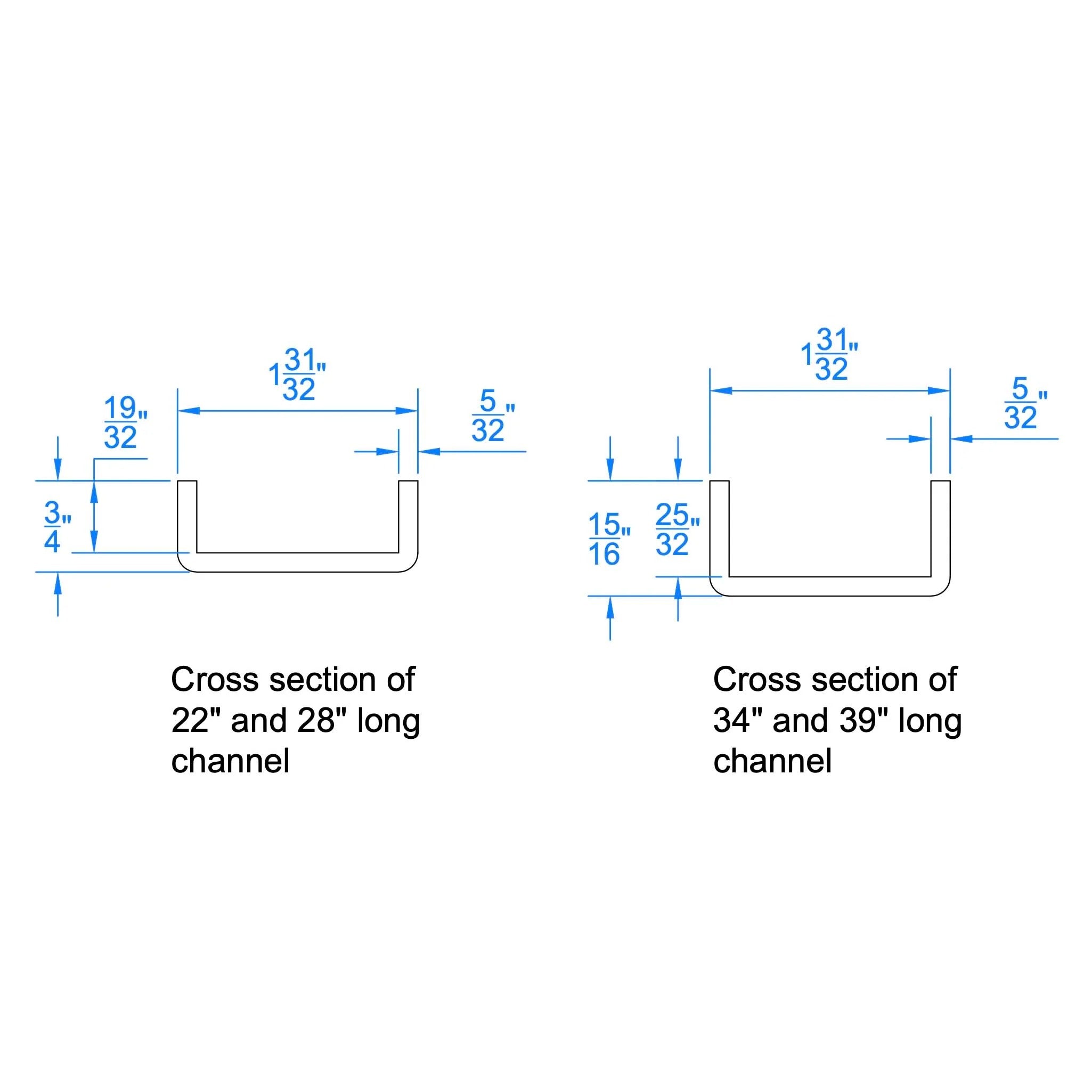 Steel C Channel Support Bracing for Table Top, Set/2