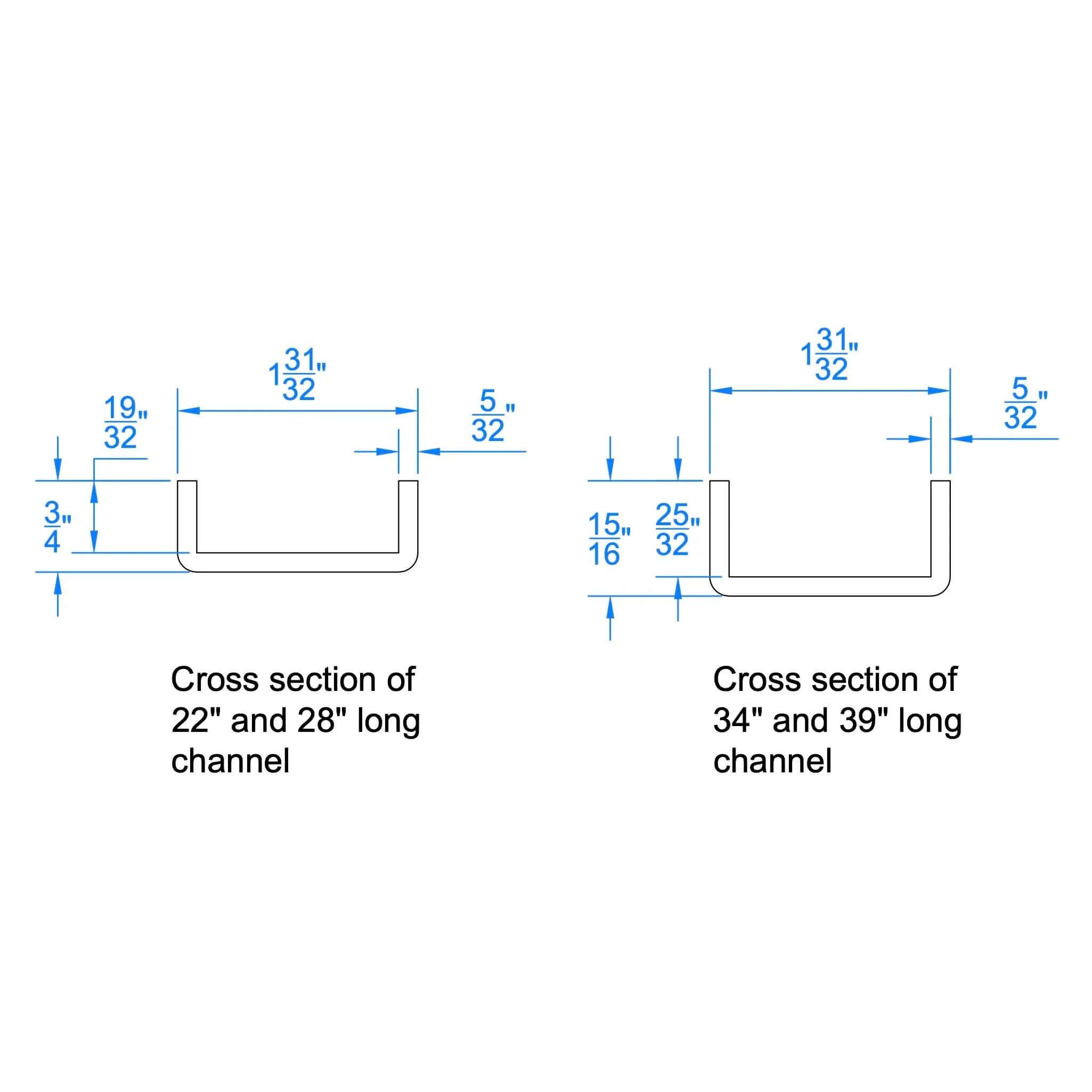 Steel C Channel Support Bracing for Table Top, Set/2