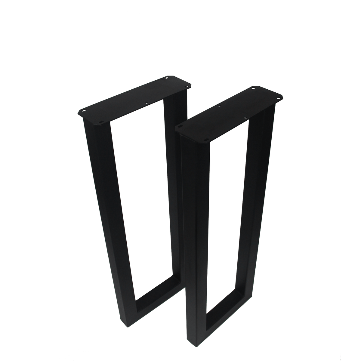 Counter-height table U-legs pair, matte black with bolting holes on top plates