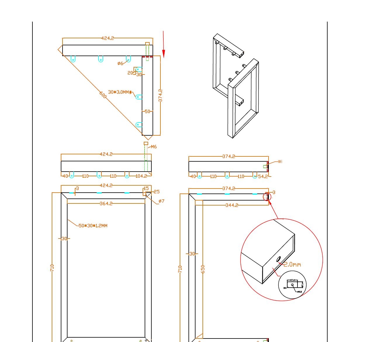 G800011-C L-Shape Table Base 1 Pair (Set of 2 legs) 71cm height