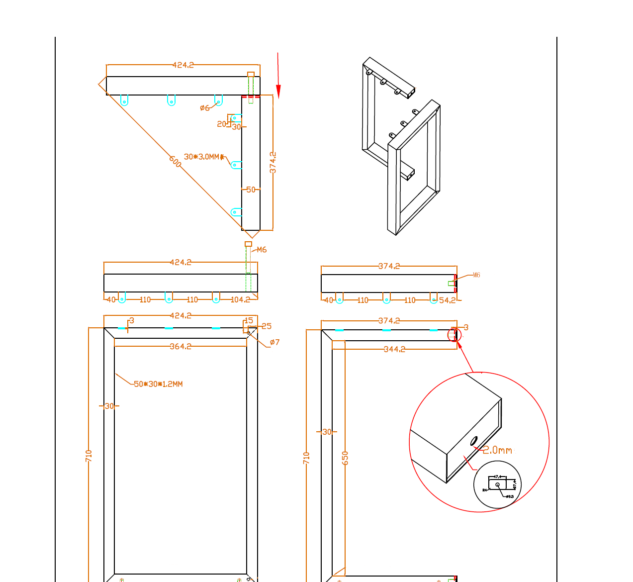 G800011-C L-Shape Table Base 1 Pair (Set of 2 legs) 71cm height