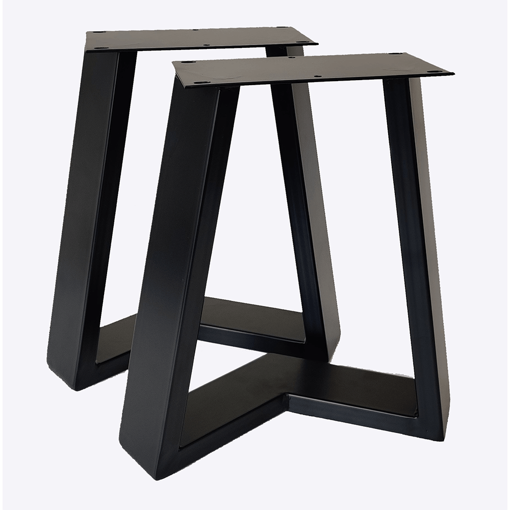 Black Cress bench legs with angled braces, metal frames, flat foot pads