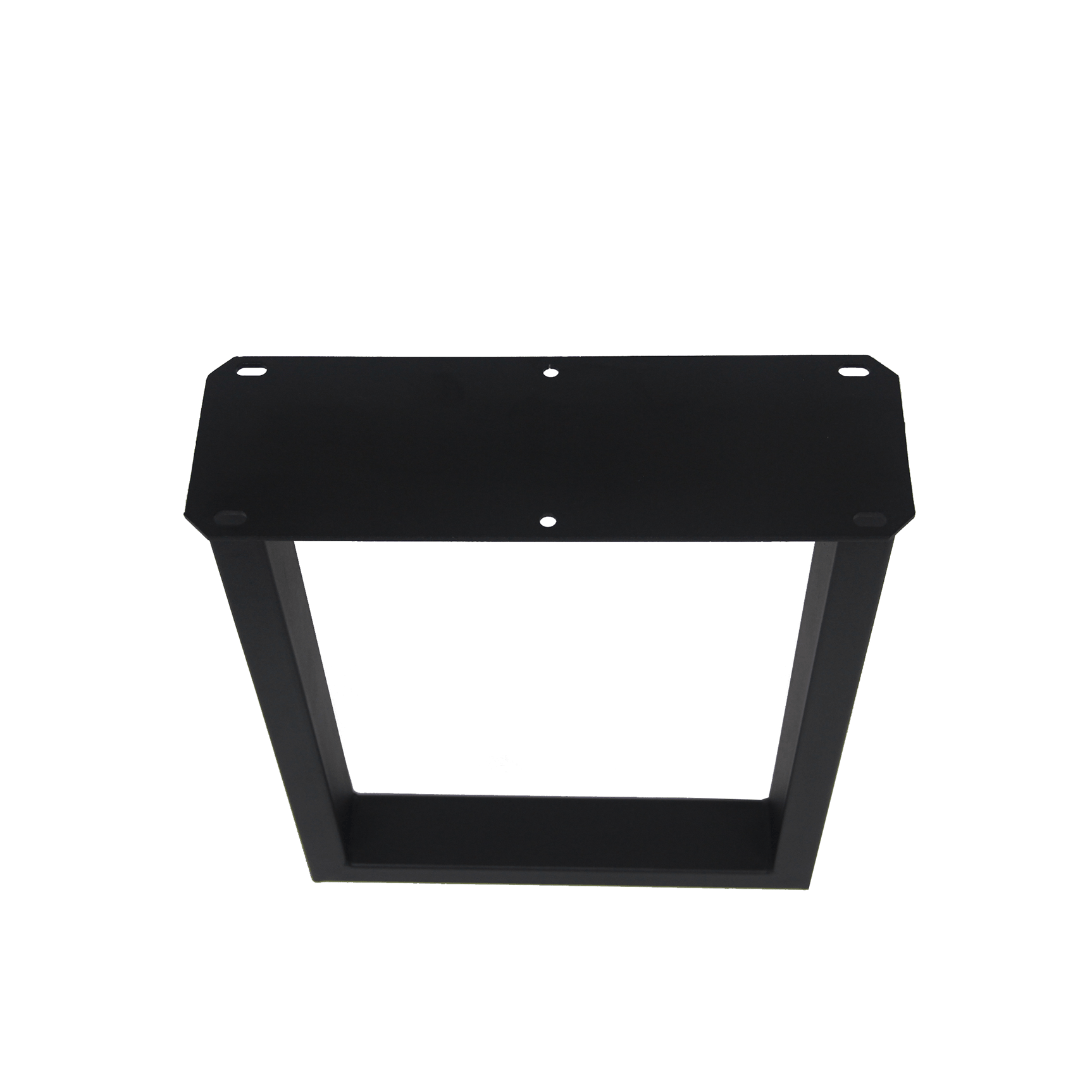 Black metal bench leg frame, rectangular U-shape with mounting holes