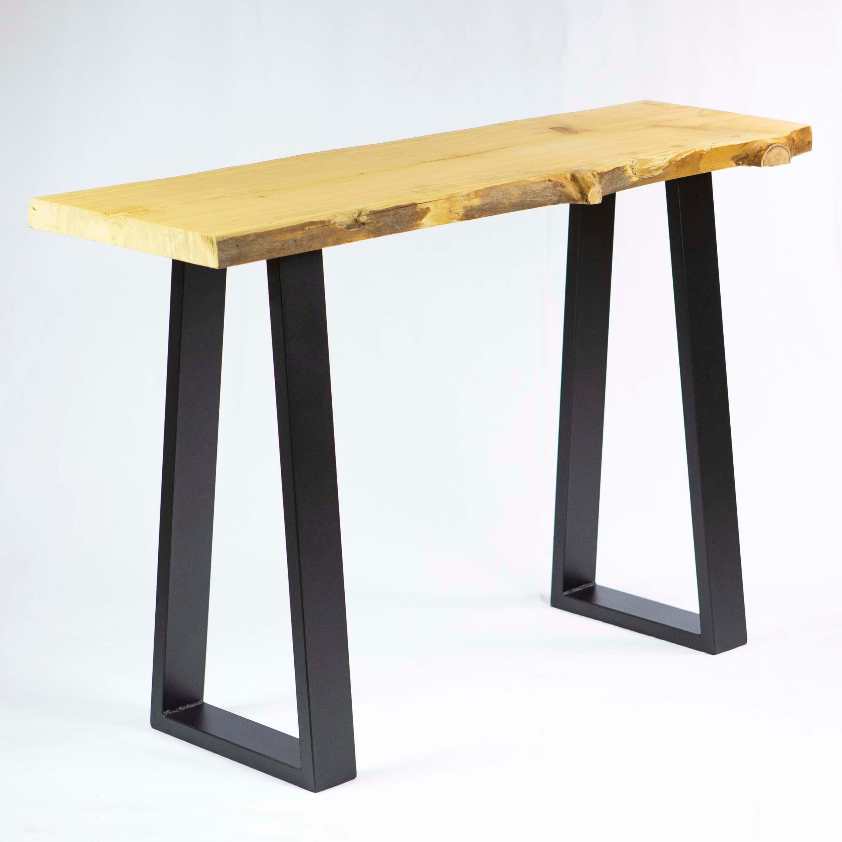 Black trapezoid console table legs with square mounting brackets, 1 pair
