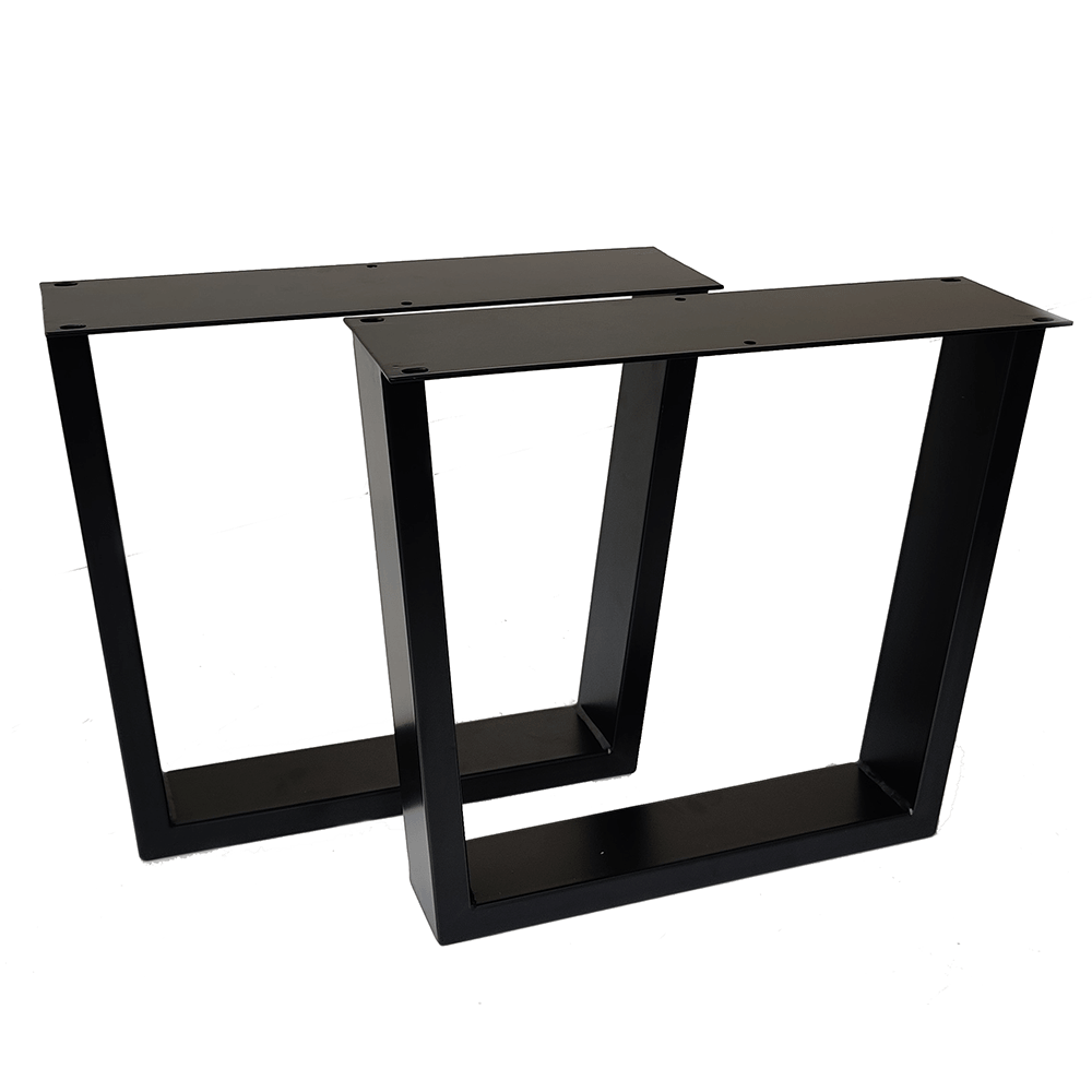 Matte black trapezoid coffee table leg frames with wide top, open rectangular base