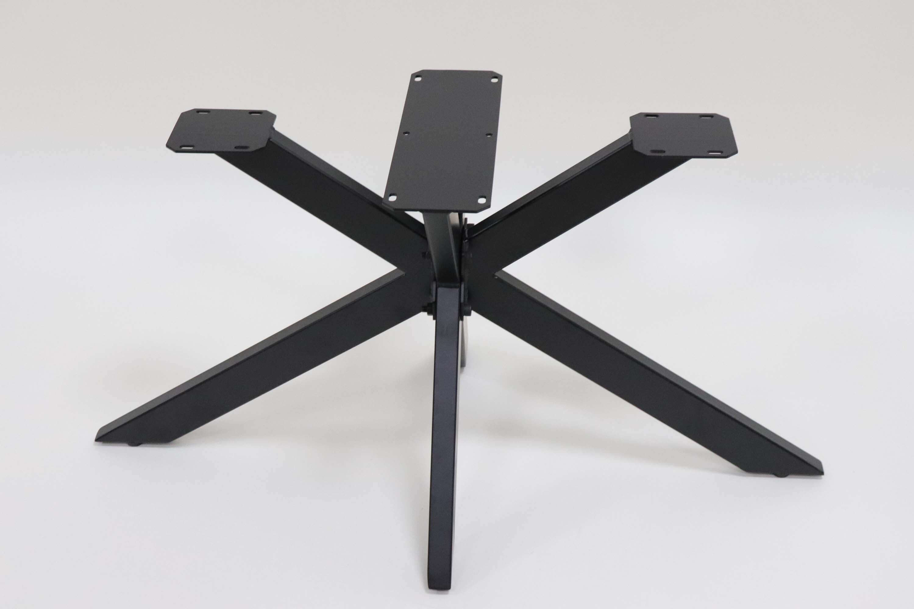 Black spider-style coffee table base with top plate and four side mounting brackets