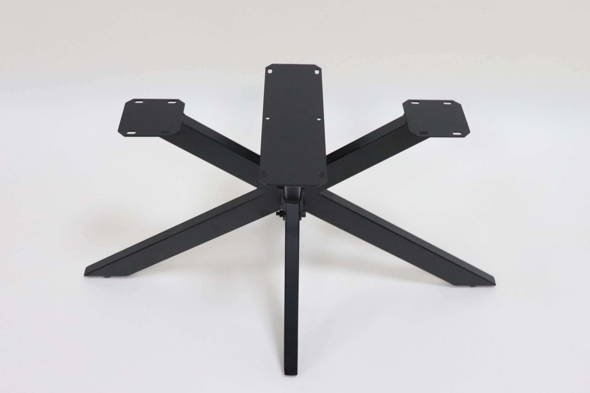 Black spider-style coffee table base with central column and four mounting pads