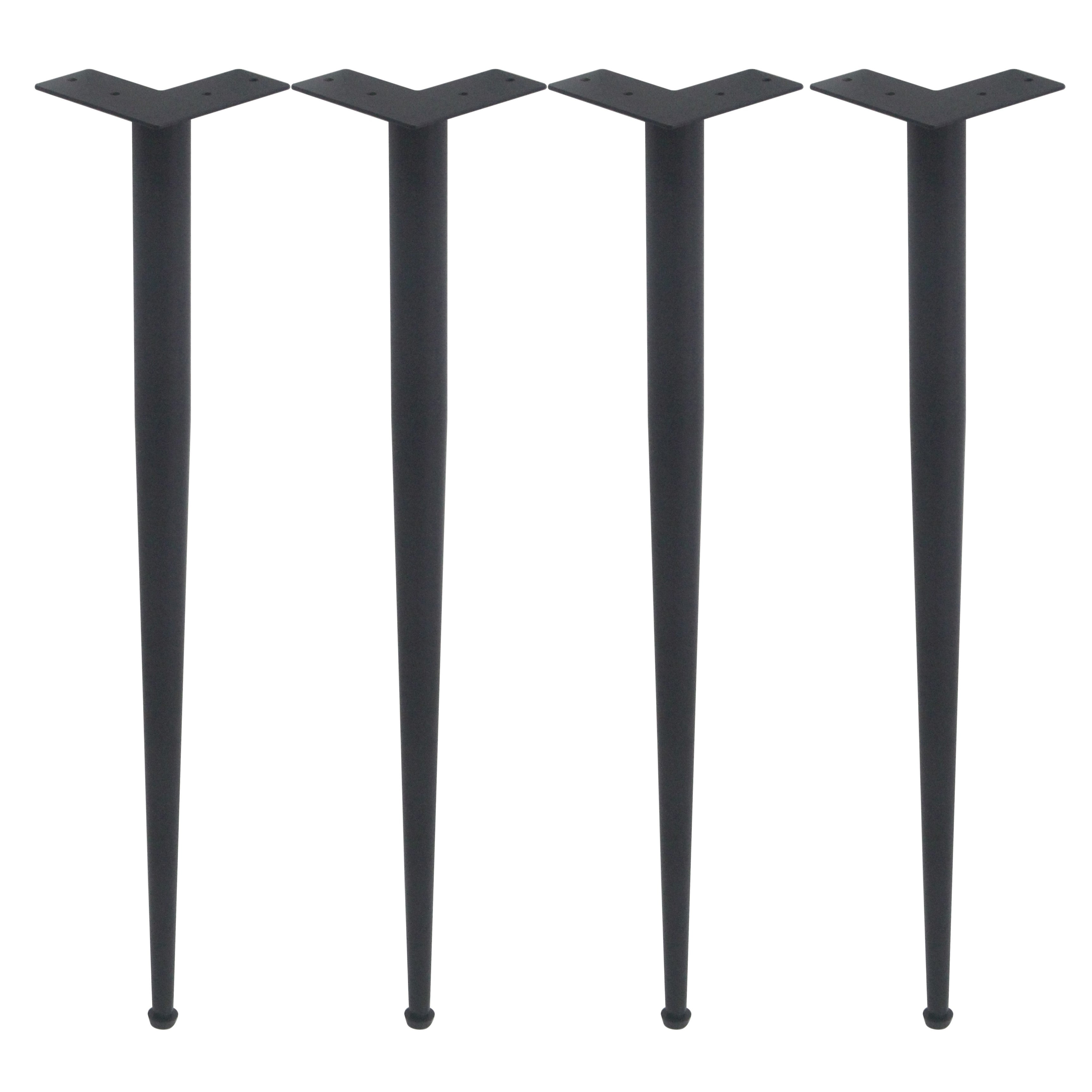 G800098-710 Cone Shape Dining Table Legs, Black Powder Coated, Set/4