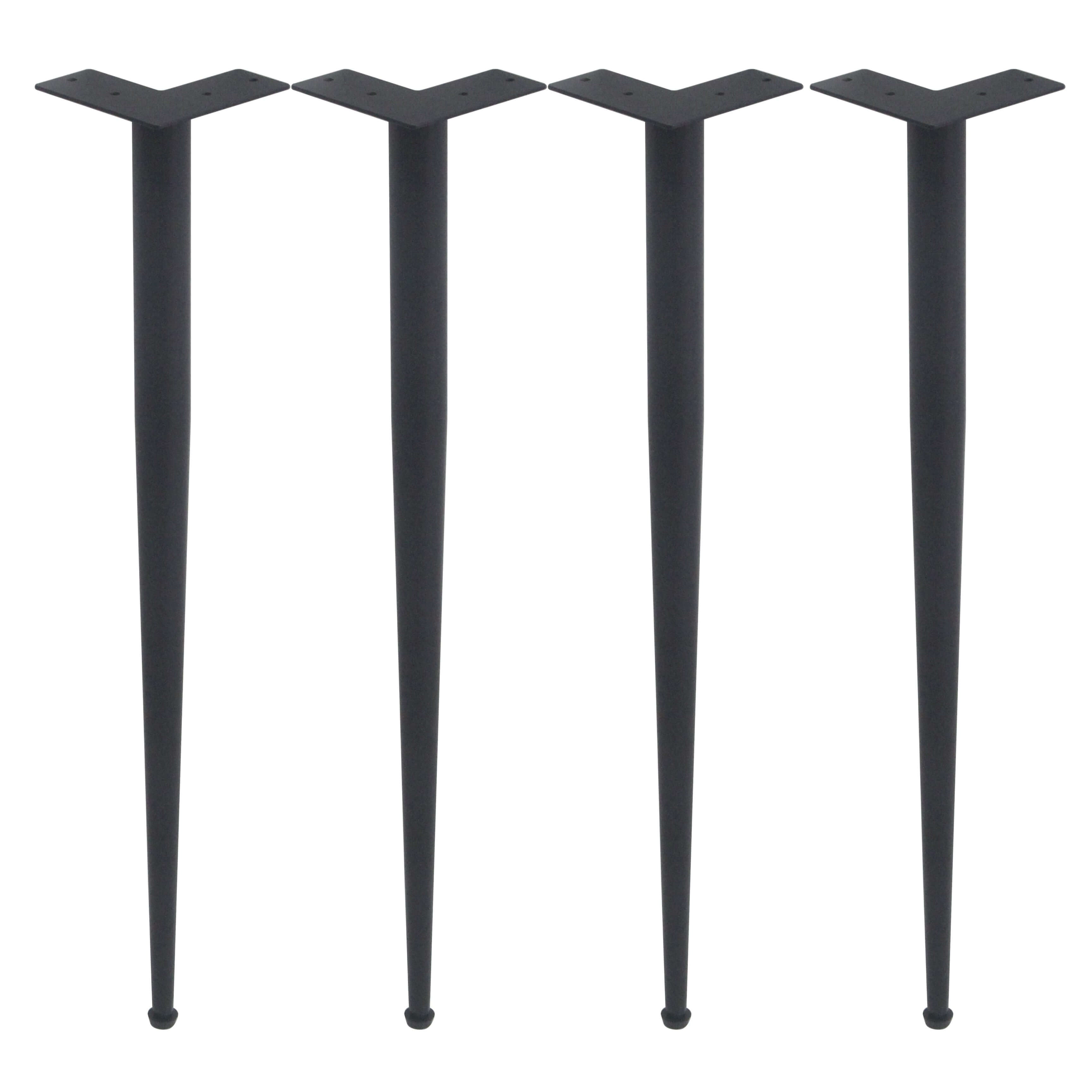 G800098-710 Cone Shape Dining Table Legs, Black Powder Coated, Set/4