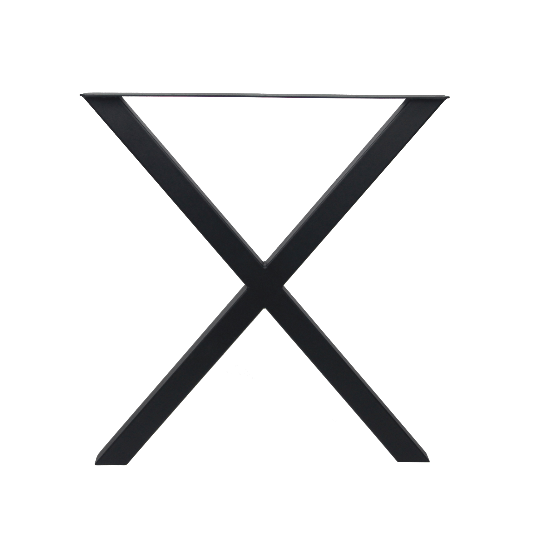 Heavy-duty X dining table leg base, black powder-coated steel, full X frame