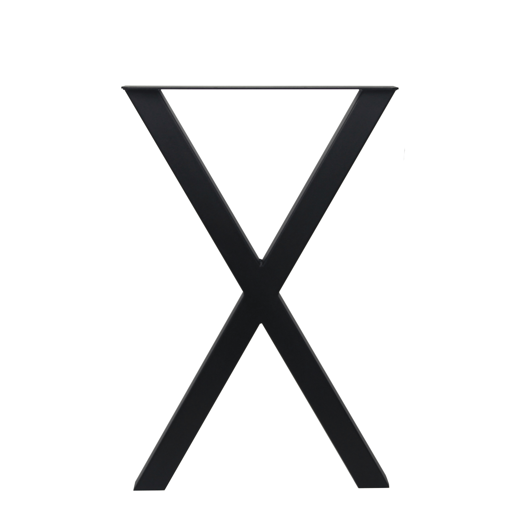 Matte black X-shaped table leg pair with triangular cross support