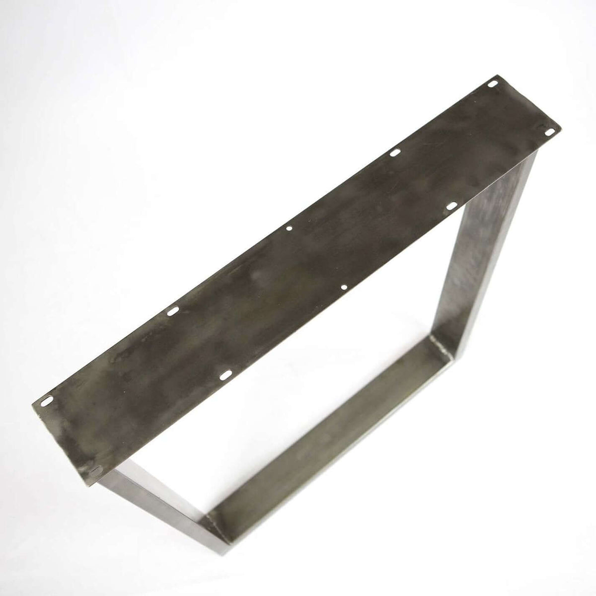 Industrial metal table leg crossbar with mounting holes, trapezoid frame piece