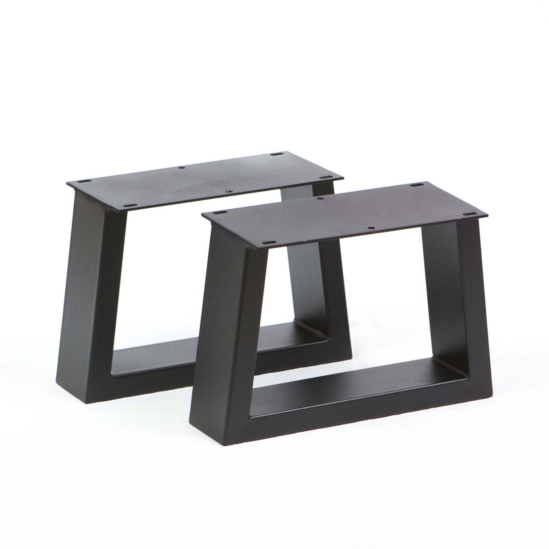 SS250 Trapezoid Short Table Legs, Black Powder Coated, 20cm x 25cm