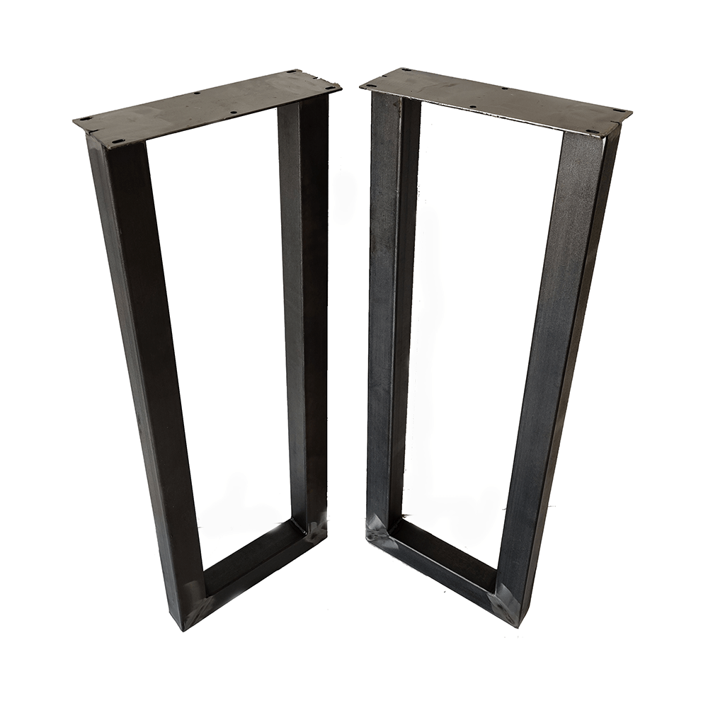 Counter-height table U-legs pair, matte black rectangular frames with feet