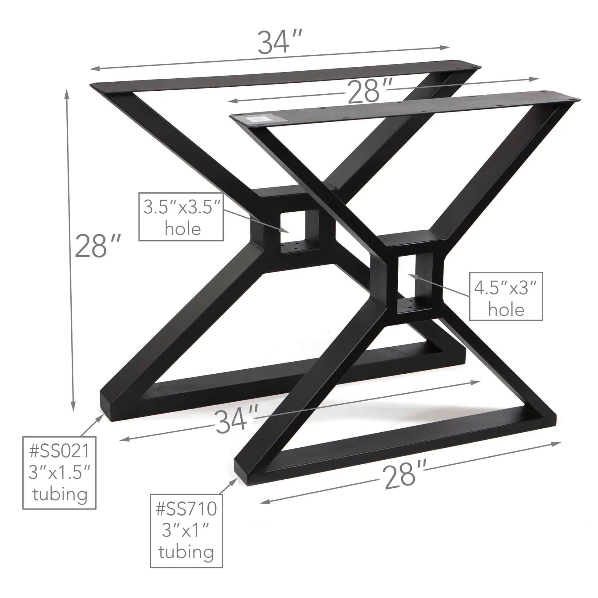 SS021 H28" Extra Wide Trestle Stretcher Dining Table Legs, 1 Pair