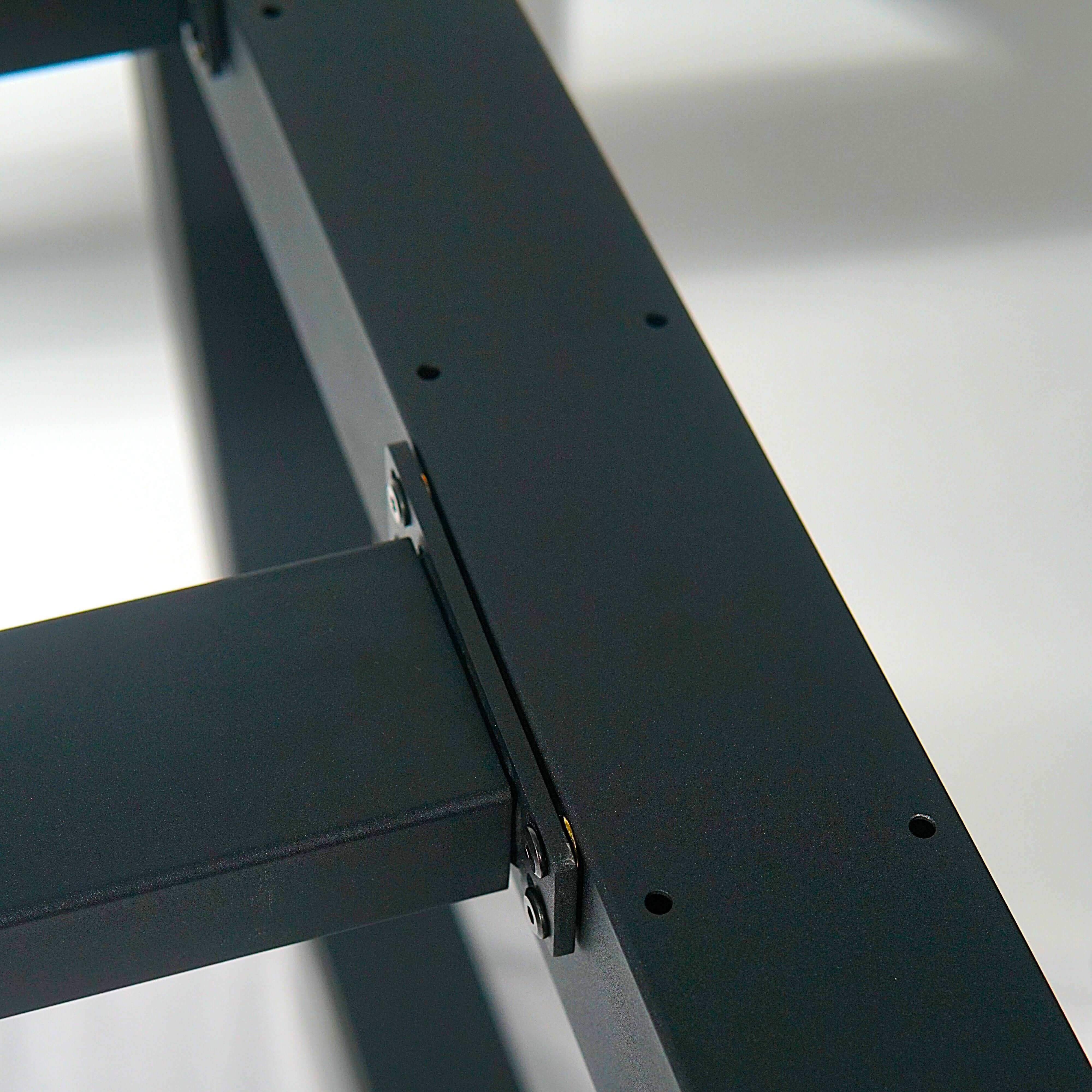Close-up of SS005 extendable square dining table frame, highlighting its sturdy structural design.