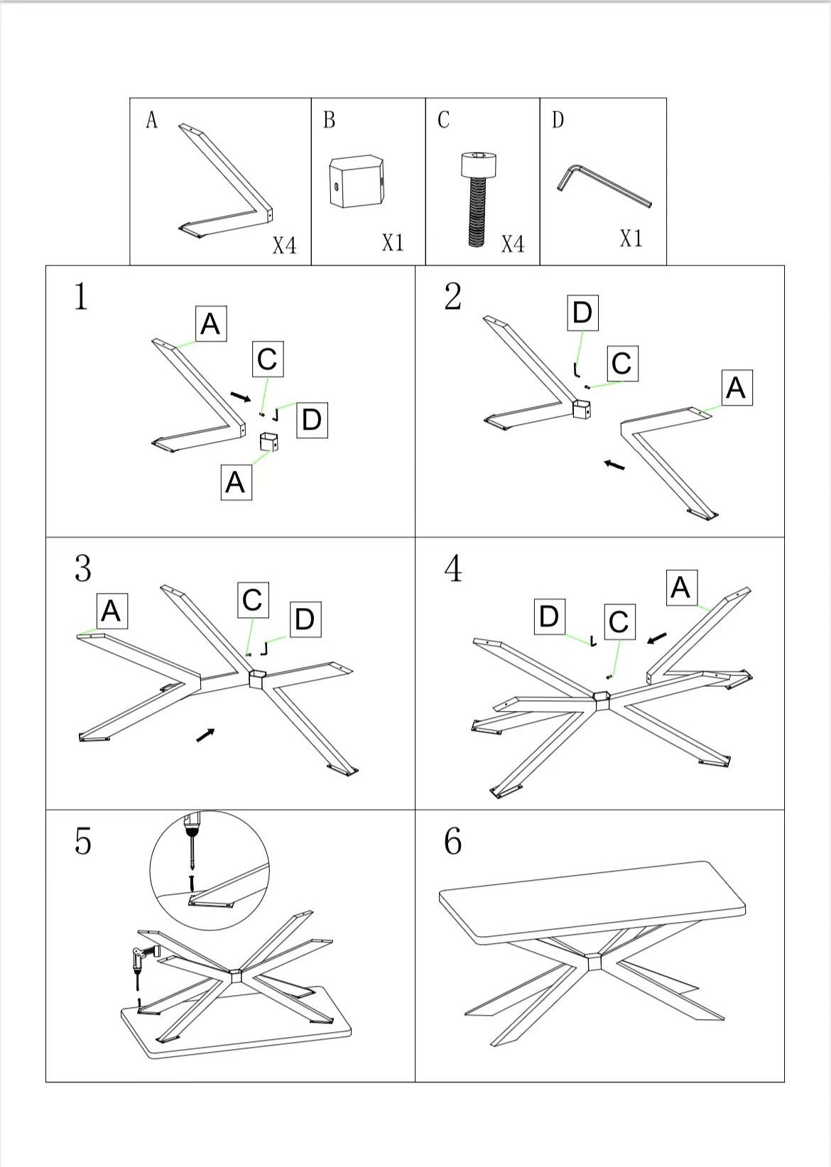 SS1520 Coffee Table Legs, 1 Set, Butterfly-Shaped