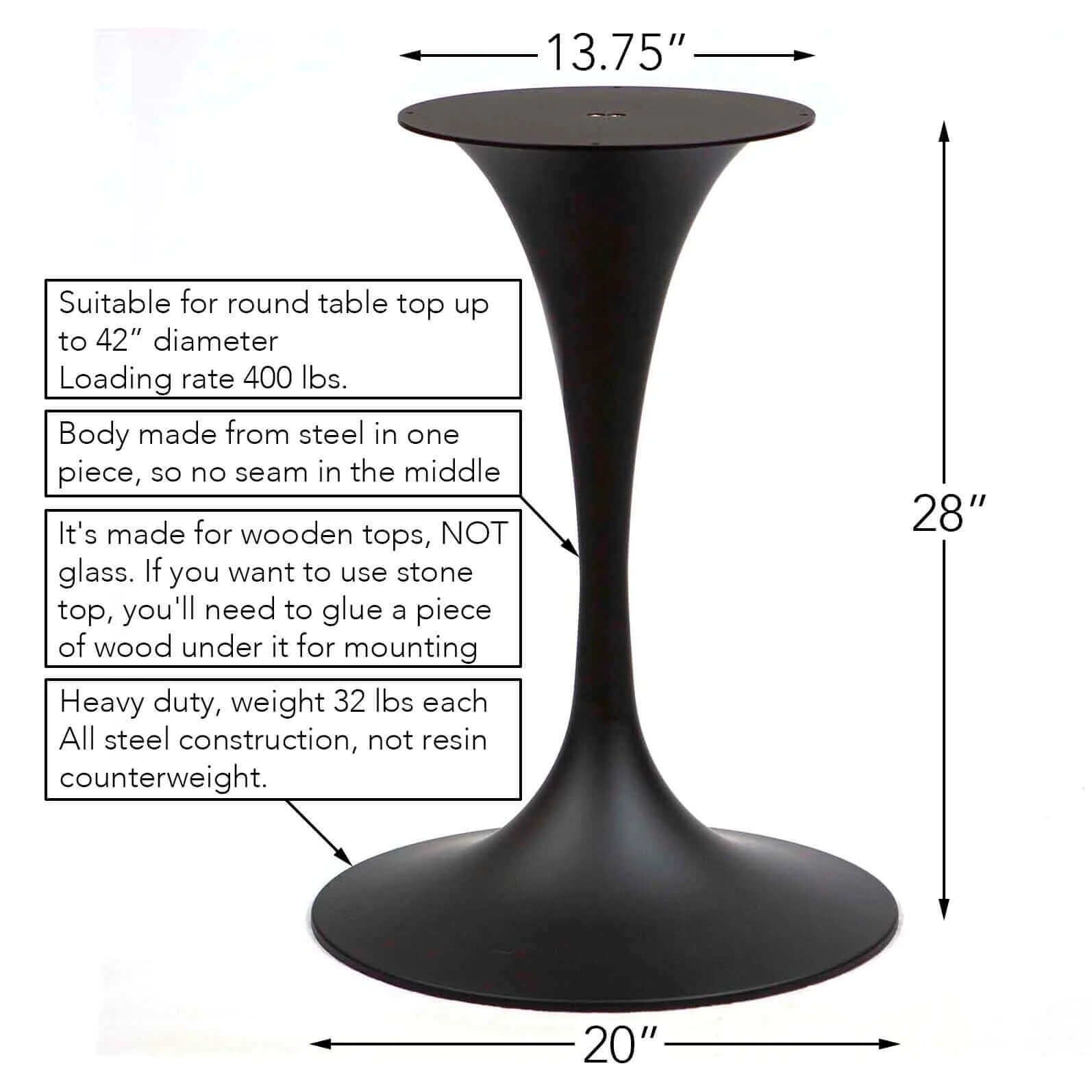 LK2028 - Tulip-Shaped Bistro Table Base